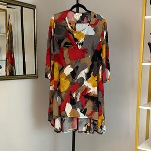 Multicolor Abstract Print Women's Pants Suit